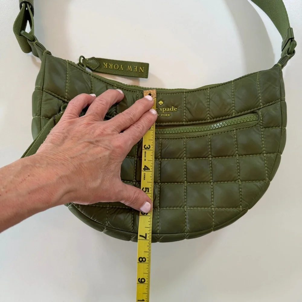 Kate Spade Camden Quilted Nylon Crossbody Bag Kelp Forest Adjustable Strap Chic